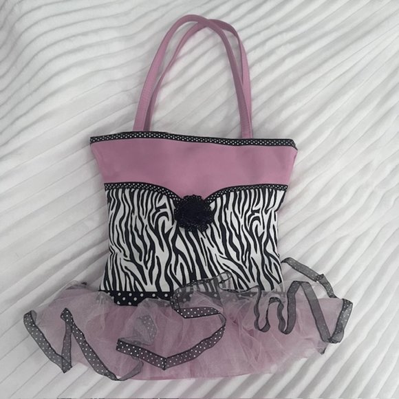 Girls purse pink zebra print tulle - Picture 4 of 4